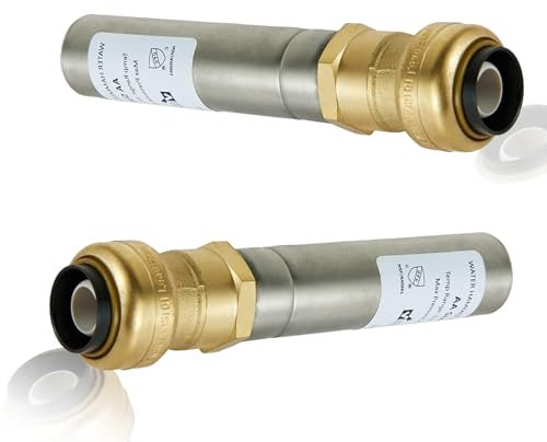 GUOFIS Water Hammer Arrestor,1/2Inch Straight Stainless Steel Water Arrestor,Push-Fit to Connect Pex, Copper, CPVC(2PACK,Stainless Steel Arrestor)(HAMMER007-2Pack)