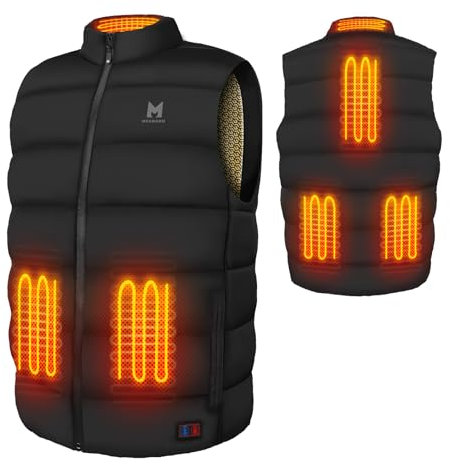 Beheizbare Weste, Heizweste für Herren Damen, 6-Heizzone, 3-Temperatur-Niveau Leichte Beheizte Weste für Outdoor-Wintersport (DE/NL/SE/PL, Alphanumerisch, XL, Regular, Regular, Black-Down Vest)