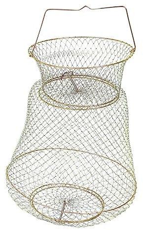 Anneome Cesto Da Pesca Rete Per Granchi e Pesci Accessorio Portatile Acciaio Per Lago Fiume e Mare Design Leggero Chiusura Automatica Per La Cattura Facile
