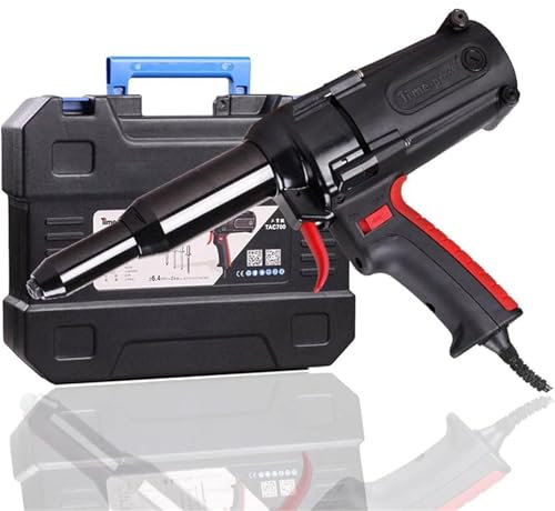 Pistola remachadora eléctrica, 400 W, profesional, resistente, inalámbrica, kit de herramientas remachadoras automáticas portátiles sin escobillas con batería, llave y estuche de transporte, remaches