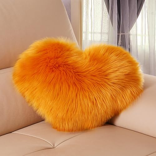 champracer Herzkissen, Waschbar Kissen Herz Kinderzimmer, Kuschelkissen Kinder Herzform Dekokissen Kopfkissen Kissen Zierkissen, Plüsch Kinderkissen für Kinderzimmer Sofa Dekoration (Orange,40x50 cm)