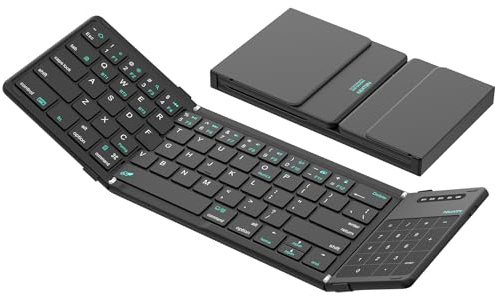Nillkin Teclado inalámbrico plegable de bolsillo con panel táctil numérico para reuniones de viaje para tableta, teléfono móvil, laptop, teclado de tamaño completo (pequeño) (negro)