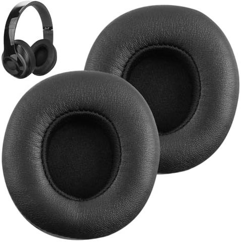 Replacement Ear Pads Compatible with Beats Solo 2&Solo 3 On-Ear Headphones | Memory foam ear cushions with soft protein leather, noise-isolating, easy to install, black, 1 pair