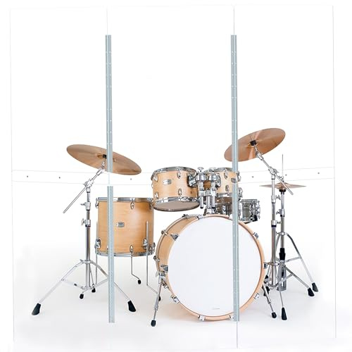 Drum Shield (3 panels with deflectors). Converts to 2ftx5ft. Full-Length Stainless Steel Hinges. Drum Cage for Home, Church, Practice & Performances