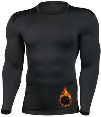 HYCOPROT Maglia Termiche da Uomo Traspiranti Pile Elastiche Intimo Termico Sportivo Asciugatura Maglietta Intima Invernale Camicia a Compressione per Corsa Ciclismo Sci Motociclismo Intimo Funzionale