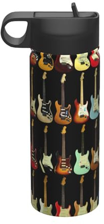 Bouteille d'eau isotherme en acier inoxydable avec motif guitare artistique 532 ml