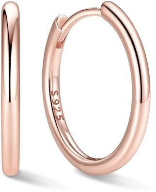 ChicSilver 8-20mm Orecchini a Cerchio Donna Argento 925 Nero Oro Rosa | argento 925 delicato sulla pelle e anallergico; design semplice e classico, brillante, elegante,intramontabile e versatile