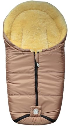 Naadja Lammfell Babyschalen Fußsack, 80 x 37 cm, Mumienform, für Babyschale und Babywanne (sand)