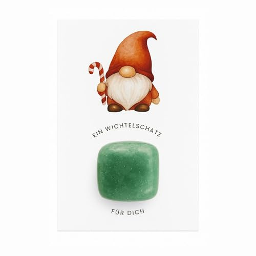 Milaboo® Wichtelschatz als Geschenk und Wichtel Zubehör Weihnachten – Magischer Glücksstein für Kinder, handverlesener Stein (2-3 cm) mit Karte (Wichtel Aventurine)
