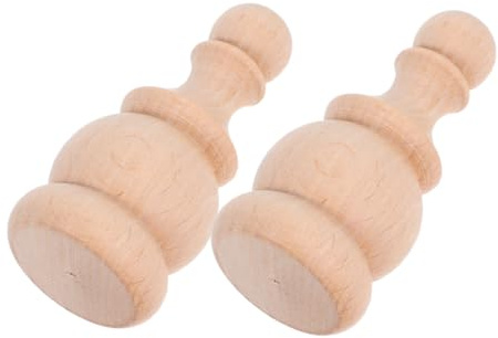 Toyvian Wooden Dowel Finial Flagpole Topper 7.5X3.5Cm Solid Wood Unfinished Carved Finials Strong Support Elegant Roman Style Home Decor DIY Projects 2Pcs