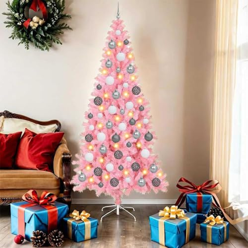 Árbol De Navidad con Luces LED 180 Cm con Soporte Rosa, 564 Ramas De PVC, 300 Luces Blanco Cálido, Montaje Fácil, Decoración para Interior y Exterior Protegido, Christmas Tree Artificial, 3396428