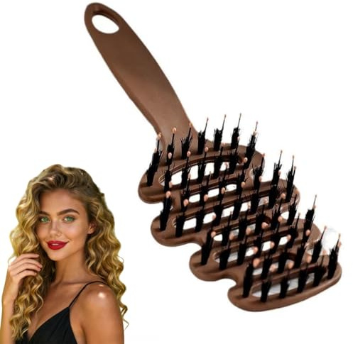 Boar Bristle Hair Brush,Hot Hair Teasing Brush for Wet Dry Curly Hair,Natural Soft Boar Bristle Brush H/air for Women Men,Ball Tipped H/air Dryer Brush for Volume Scalp Massage