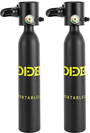 CHFUNE 0,5 L Tauchflasche tragbarer Tauchtank nachfüllbarer Schnorchel-Lufttank mit Pumpe, Leuchtendes wasserdichtes Druckmessgerät zum Mit 5 Bis 10 Minuten 80 m Tauchtiefe