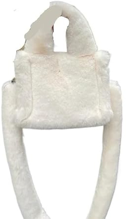 HNULGVI Fluffig tygväska enkel enfärgad fuskpäls kvinnors axelväskor lyxig mjuk plysch tygväska crossbody väska för damer kvinnor fluffiga handväskor handväska för kvinnor, BEIgE, En Storlek