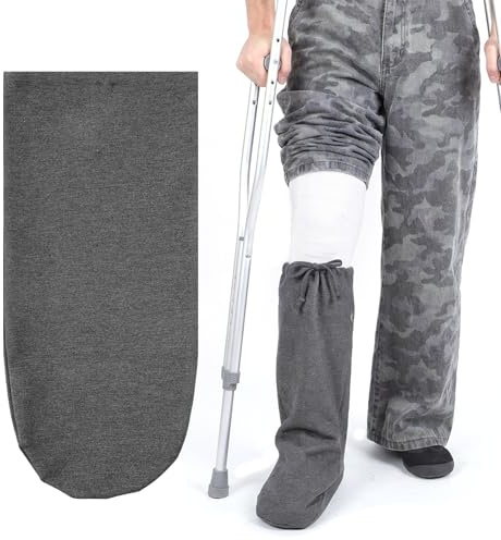 Falzqq Couvre-bandage en plâtre pour pied avec cordon de serrage réglable pour femmes et hommes (Gris)