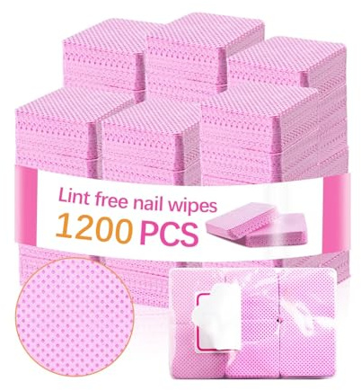 1200 Stück Zelletten für Gelnägel, Zelletten Fusselfrei, Fusselfrei Nägel Wattepads, Lint Free Nail Wipes für Gelnägel, Nagellackentferner Pads, Entfernung von Gel, für Maniküre, Studio & Zuhause