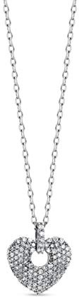 OROVI Halskette Damen Kette Weißgold 9 Karat / 375 Gold mit Herz Diamant Brilliant 0,2 ct