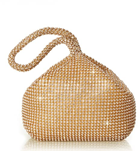 Babeyond Damväska med strass, kvällsväska, glittrande triangelväska för 1920-talsfest, bal, bröllop, Guld, onesize