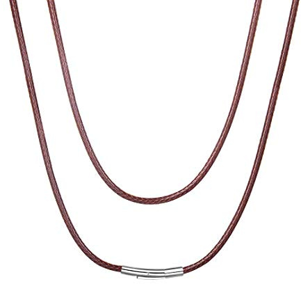ChainsHouse kedja för män kvinnor flätad läderkedja 2 mm/3 mm läderhalsband med lås svart/brun vattentät konstläderkedja läderband läderhalsband för män kvinnor, längd 41–76 cm, 3 mm, Fuskläder, Ingen