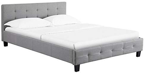 CARO-Möbel Polsterbett Iowa Bettgestell 140 x 200 cm Doppelbett Designbett inklusive Lattenrost Textilbezug in grau