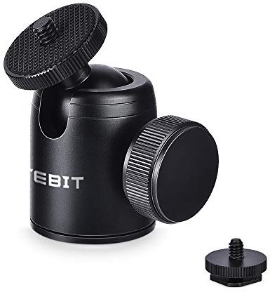 UTEBIT Mini Rotule pour Trépied 24mm, Rotation 360°, Vis 1/4, Filetage Femelle 3/8, Adaptateur Griffe Porte-Accessoires avec Vis 1/4 Charge Max 5kg pour Appareil Photo, Trépied, Flash