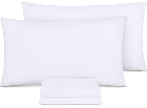 Utopia Bedding - 4 Pack Pillow Cases - OEKO-TEX - Standard Size 50x75 cm - 100% Brushed Microfiber Pillowcases with Envelope Closure, pillows not included - Wrinkle, Fade, & Stain Resistant - White