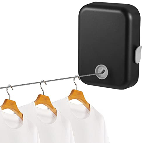 Opaltool Teleskopisch Einziehbare Wäscheleine Heavy Duty 4.3M - Unsichtbar Für Badezimmer, Dusche, Waschküche, Balkon (Schwarz)