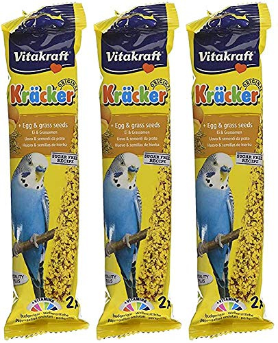 Vitakraft Budgie Kracker Bird Food Egg-Grass Seeds, Pack of 3