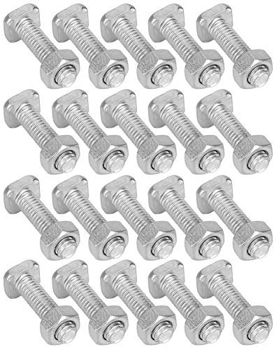 Hammerkopfschrauben M6, 20 Set 22mm M6x22 Schrauben Und M6 Mutter Aluminiummuttern & Amp Gewächshausschrauben Muttern Gewächshausmuttern Schrauben Set Werkzeugzubehör Für Gewächshaus