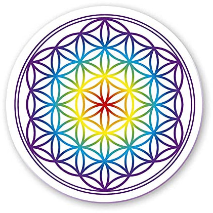 Dessous de Plat pour Bouteille ou Carafe - Fleur de la Vie Mandala Couleurs, Diamètre 140 mm