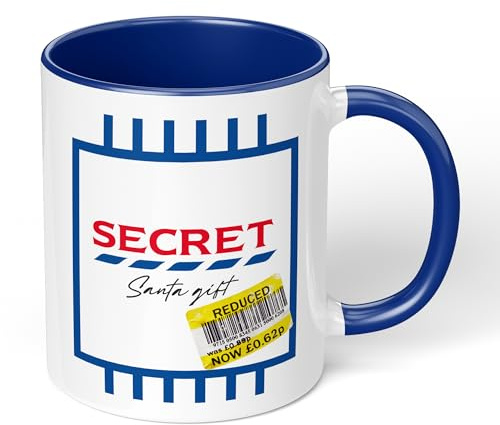 Print Maniacs Secret Santa Mug Gift Christmas Funny Novelty Humor Office TES*o Shopping Gift (Dark Blue Fill)