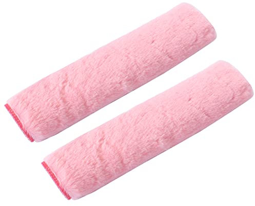 2 PCS Seat Belt Pads, Seatbelt Strap Cover Soft Faux Big Rabbit Fur Car Seat Belt Covers Comfort Car Harness Pads Protect Shoulder Neck Padding for Kids, Adults(Pink)