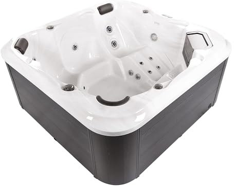 Große Outdoor Spa Whirlwanne weiß Massage/LED 210x210 cm freistehend Tularosa