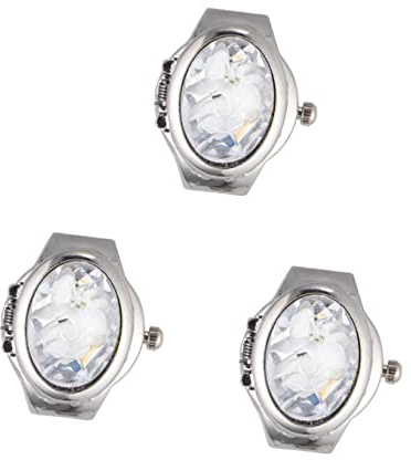 Mikikit 3stücke Eleganter Unisex Finger Uhr Ovalform Modische Quarz Uhr Für Und Frauen Weiß Perfektes Für Jeden Anlass Kombinierbar Als Schmuck Und Praktische Zeitansage