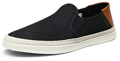 Bruno Marc Loafers för män slip-on Espadrillos bekväma vardagsskor för män, Svart, 42.5 EU