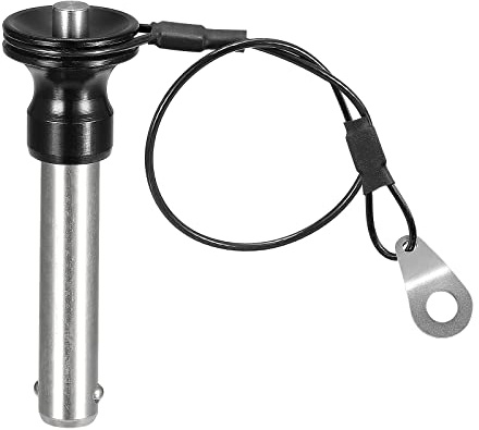 sourcing map 1 Stück Kugelsperrbolzen mit rundem Kopf (10mm x 35mm) 304 Edelstahl Druckknopf Schnell Spannstift mit 20cm Draht