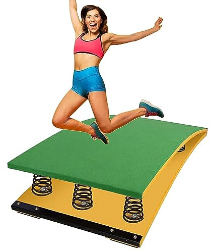 HUHJYUGE Turnen Sprungbrett Gymnastik, Erwachsene Teenager Tragbares Gebogenes Sprungbrett, Sprungbrett mit 6 Federn, für Home Room Leichtathletik Trainingsplatz (Green 120x60cm)