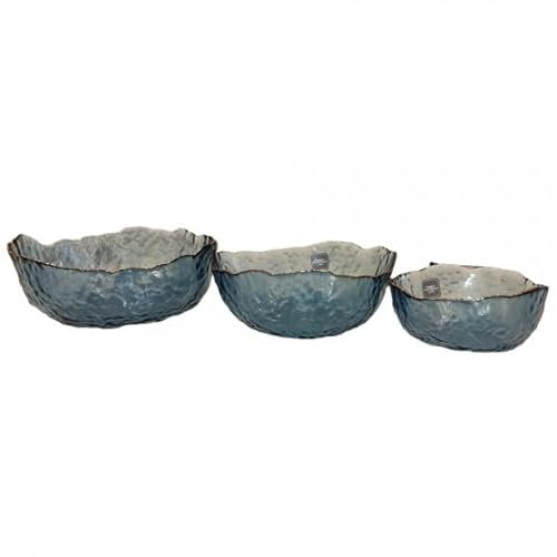 Tognana SET 3 CIOTOLE IN VETRO BLU CON BORDO ORO CM20-17-13 GALASSIA OREDICIOTTO GL5853A2341
