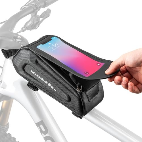 ROCKBROS Fahrradtasche Rahmentasche Wasserdicht Handytasche Touchscreen Lenkertasche für Smartphone bis zu 6,8 Zoll Montainbikes, Rennrad, Ebikes Schwarz