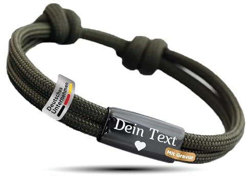 Herren Armband - Personalisiertes Segeltau Armband - Perfektes Geschenk für Vatertag, Weihnachten & Ostern - Surferarmband - Partnerarmband - Armband mit Gravur - Edelstahl