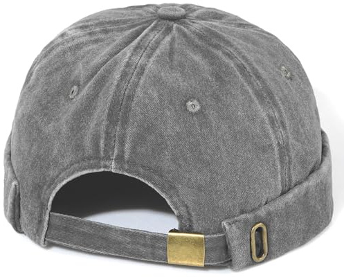 MESU Dockerkeps för män utan brätte hattar arbetare sjöman keps rullad manschett retro mössa hatt, Grå, en storlek