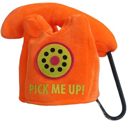 Hooin Telephone Hat. Handmade Plush Telephone Costume Headwear Party Hat. Adult Size.