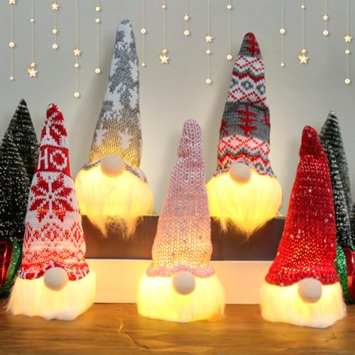 5 Stück Weihnachtsdeko Figuren Weihnachtswichtel mit Licht, Wichtel Figuren Weihnachten Deko, Wichtel Weihnachtsdeko Beleuchtet, Weihnachtswichtel Set für Weihnachtsdeko Büro Innen Fenster Dekoration