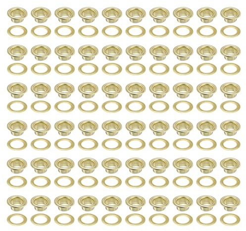 QUARKZMAN Kit D'Outils pour Œillets en Métal 6mm Doré 200Pcs | Kit D'Œillets pour Chaussures Vêtements Cuir Tissu Ceinture Diy