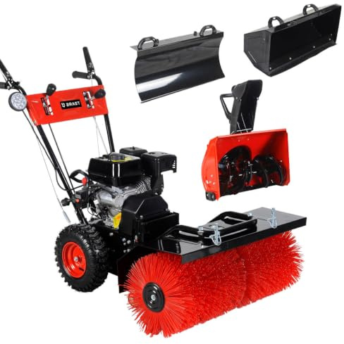 BRAST Kehrmaschine Benzin | Schneefräse Schneeschieber | 4,8kW(6,5PS) - 5,14kW(7PS) | viele Modelle | 80-100cm Arbeitsbreite | Elektrostart | Schnellwechsel-System | 4in1 Gerät