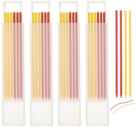 QUARKZMAN 24 Stück Bleistiftminen Tischler Bleistift Ersatzminen 2,8 mm Solide Tieflochmarker Minen Bleistiftminen Konstruktion Bleistift Ersatz für Zimmermannsbleistift,Rot,Gelb