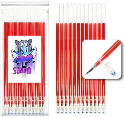 SENDUP 12er Set XXL Ersatzminen für Löschbare Gelschreiber – 0,5mm Spitze – Thermosensitive Tinte – Passend für Legami Stifte – Schulbedarf, Stoff & Leder – Rot und Blau (Rot)