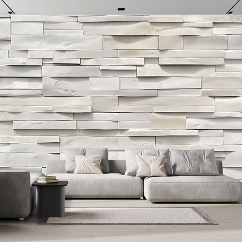 Muro De Piedra Papel Tapiz FotográFico, Piezas De Piedra Mural Papel Pintado Efecto 3D, 450×315cm DecoracióN Papel Pintado Sala De Estar Para Dormitorio