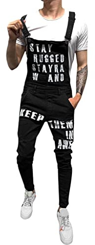 IQYU Work Trousers Men's Stretch Jeans - Dungarees Men's Jeans 90s Baggy Jeans Overalls Skinny Fit Overalls Long Denim Dungarees Outdoor Work Dungarees Loose Jeans Dungarees Braces, ZZZ-Black, S