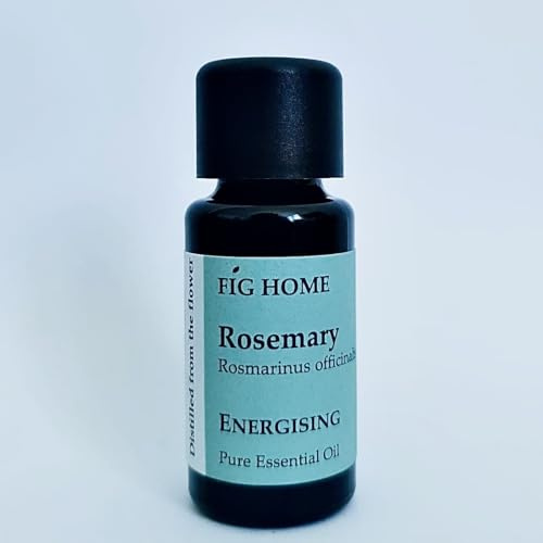 Fikon Home - Wild Rosmarin eterisk olja - 15 ml | Outspädd 100 % ren naturlig | Uppfriskande, främjar fokus och mental klarhet | Hårväxt | Perfekt för aktuell användning och aromaterapi diffusion